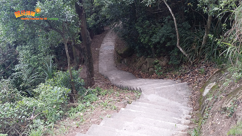 Walk down a long flight of steps