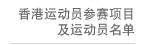 香港運動員參賽項目及運動員名單